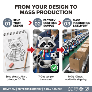 Peluche Personalizado de Mascota de Fútbol, Lindo <span class=keywords><strong>Mapache</strong></span> de Peluche con Camiseta y Bufanda para Aficionados al Deporte, Regalos para Niños, Fábrica OEM ODM - Product Image 2