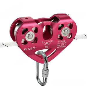 Poulie en alliage d'aluminium Jungle Expansion Zip Portable 30KN Cable Car Double Pulley Group for Outdoor Zip Line Scenic Area Ropeway - Product Image 1
