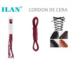 Lacci per scarpe cerati Ilan 90 cm bordeaux per uomo e donna - Product Image 1