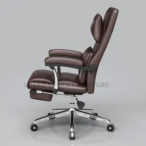 Cadeira de escritório ergonômica de luxo moderna em couro executivo CEO de boa qualidade e confortável móveis de escritório por atacado