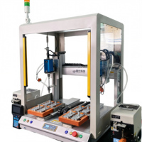 Machine de serrage de vis à soufflage d'air à moteur pas à pas contrôlée par PLC, robot tournevis automatique six axes avec alimentateur double, garantie 1 an