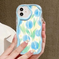 Papillon Cerise Fleur Imprimer Crème Glacée Vague Bord Silicone TPU Housse de Téléphone Portable pour Iphone X Xr Xs 11 12 13 14 15 16 17