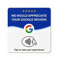 Carte NFC Google Review avec puce NTAG213, autocollant de table en acrylique auto-adhésif de 12 cm, 13,56 MHz, NFC Tap & QR Code pour les avis