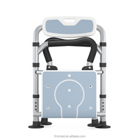 Chaise de toilette pliante en aluminium avec accoudoirs rembourrés et cadre de sécurité portable