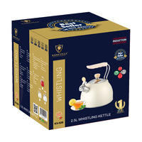 Bouilloire sifflante en acier inoxydable de haute qualité, sifflet automatique, sans couvercle, design minimaliste pour gaz et induction