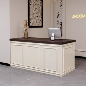Muebles Modernos y Sencillos para Barbería y Salón de Belleza, Mostrador de Madera Sólida para Servicio y Recepción - Product Image 2