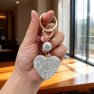 Full Crystal Heart Keychain Luxury Diamond-encrusted <b>Car</b> <b>Key</b> <b>Fob</b> Premium Rhinestone Pendant Designer Bag Charm for Women Gift - Product Image 6