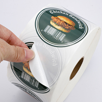 Autocollant personnalisé brillant en forme de cercle pour logo de burger, étiquette d'emballage alimentaire pour restaurant, emballage de hamburger à emporter, scellage