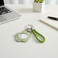 Porte-clés miroir miniature en cuir PU créatif pour le maquillage en déplacement, miroir de poche mignon, accessoire de sac à suspendre