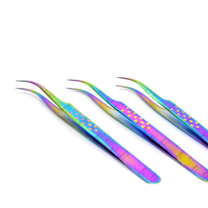 Gran oferta, pinzas para pestañas, extensiones de pestañas con punta de fibra con pinzas de extensión de pestañas de 90 grados, herramientas de belleza de acero inoxidable de alta calidad - Product Image 2