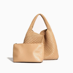 Sac fourre-tout décontracté et tendance en PU tissé à la main pour femme, style coréen, grande capacité, sacs souples à porter sous le bras avec pochette, neuf <span class=keywords><strong>de</strong></span> l'usine - Product Image 6