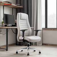 Chaise de bureau pivotante de direction moderne en cuir à dossier haut, inclinable, élégante et ergonomique avec hauteur réglable et roulettes