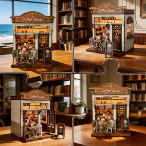 <span class=keywords><strong>Puzzle</strong></span> 3D en bois Maison de Café, certifié CE, Miniature Book Nook, Jouet créatif pour adultes, Vente Flash - Product Image 2