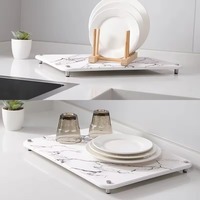 Tapis de séchage de vaisselle en pierre de diatomite pour comptoir de cuisine moderne, tapis absorbant pour égoutter les bols, tapis de séchage de vaisselle en diatomite