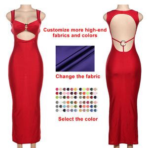 Vestido Longo Maxi Feminino Sensual com Recortes nas Costas, Cintura Império, Justo ao Corpo, Elástico e Modelador, para Festa, Verão <span class=keywords><strong>2026</strong></span> - Lançamento Quente - Product Image 4