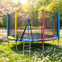 Trampoline pliable d'extérieur QIJUN 12 pieds avec structure en acier allié pour garçons et filles - Sûr et durable - Résistant sans filet de protection