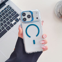 Coque de téléphone transparente magnétique avec support pour appareil photo pour iPhone 17 Pro Max 16 15 14 13 12 11 Pro Max