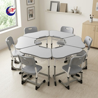 Ensemble de bureau et chaise scolaire modulaire collaboratif de haute qualité, réglable en hauteur, trapézoïdal, ergonomique, pour salle de classe STEM, KD