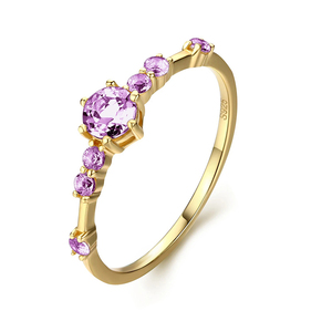 Anillo de Boda ROXI de Plata de Ley S925 con Circonita Morada, Estilo Europeo y Americano, Combinable con Todo - Product Image 3