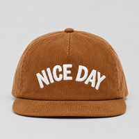 Topi Snapback Flat Brim Corduroy Vintage Bordir Logo 3D Custom Berkualitas Tinggi Grosir