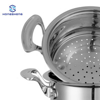 Fabricant de pots Pot à couscous en forme de ventre en acier inoxydable 201 Pot à soupe à vapeur à double couche avec couvercle en acier gaufré