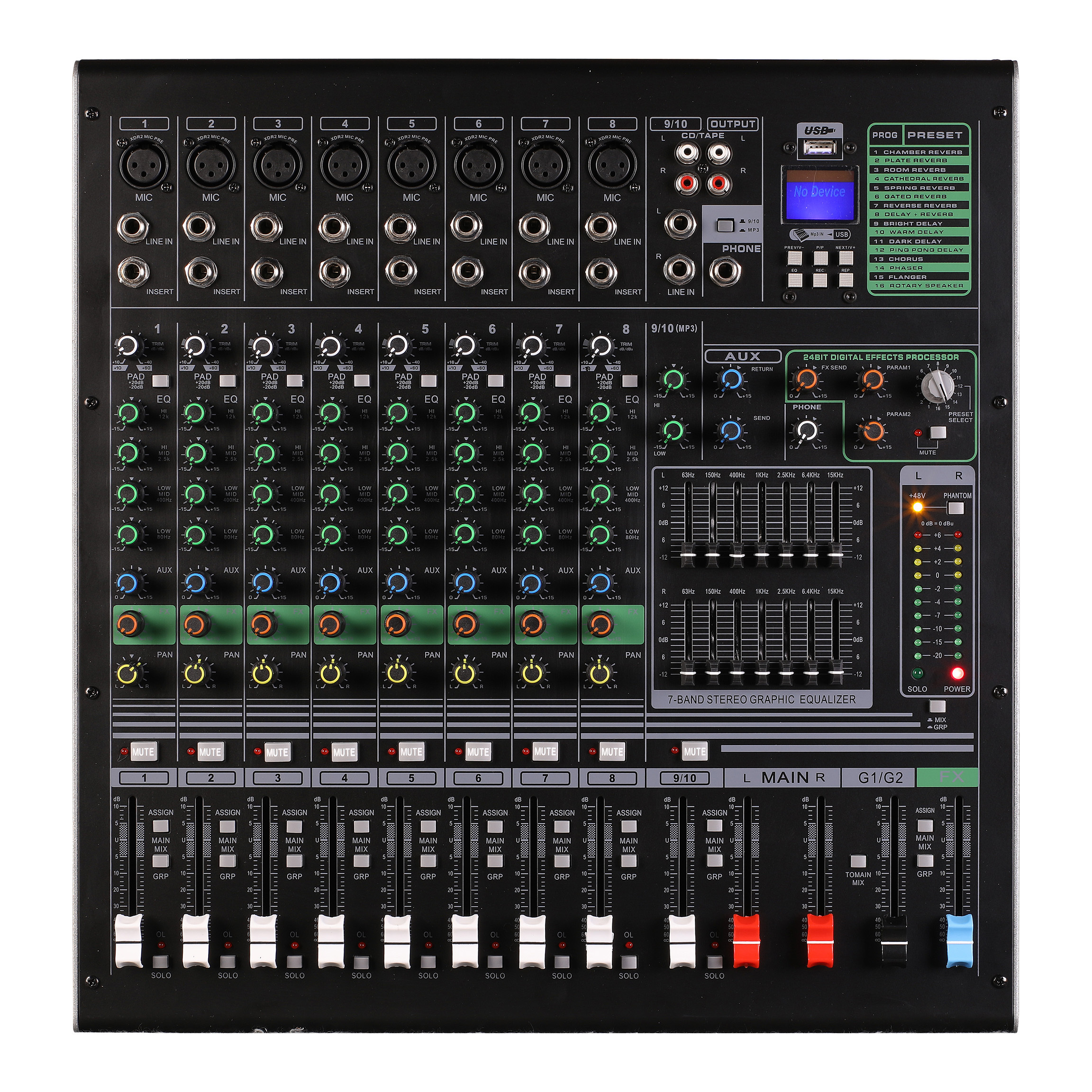 CrossTop BE-10 Professional Music <strong>Equalizer</strong> 10 Channels Analogue Mixing Console Digital Effect Processor <strong>USB</strong> Stage Audio Mixer