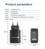 Nouvel adaptateur de chargeur de téléphone portable 58W 3 ports à charge rapide PD 3.0 QC3.0 Type-C OTP 5V/3A