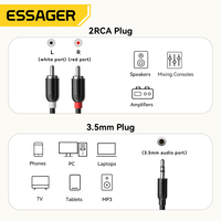 Câble audio stéréo Essager ES-YP31 1M 2M 3M 5M en alliage d'aluminium, prise jack 3,5 mm mâle vers 2 RCA mâle, pour amplificateur de haut-parleur