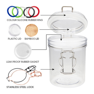 Personalized Clear Wide Mouth Bean Nuts Hinged Lid 550ml PET <b>Container</b> Store Jars - Product Image 5