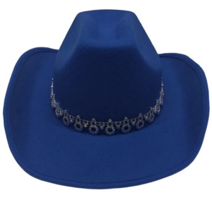 หมวกคาวบอยผู้หญิงแบบยูนิเซ็กซ์ ดีไซน์หรูหรา ประดับด้วยคริสตัล หมวกคาวบอยสไตล์เรโทร ปานามา ประดับเลื่อม ปีกกว้าง เหมาะสำหรับงานปาร์ตี้สละโสด - Product Image 5