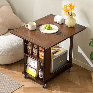 Movable Foldable Coffee <b>Table</b> With Storage Walnut Wood Top For Living Room <b>Small</b> Apartment Side <b>Table</b> - Product Image 1
