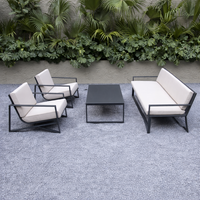 Ensemble de canapés d'extérieur modernes en acier inoxydable pour hôtels et cours – Mobilier de jardin toutes saisons pour projets hôteliers