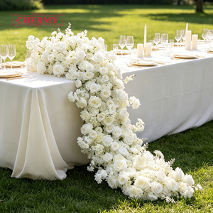 Dalian Chermy White Artificial <strong>Table</strong> Runner <strong>Flower</strong> Cascading Floral <strong>Arrangement</strong> for Wedding Long <strong>Table</strong> Decor - Product Image 1