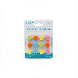 Accessorio in legno a forma di stella Ilan 12mm 12 pezzi per lavori artigianali - Product Image 1