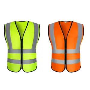 Individuelles gelb-orangees Verkehrs-Bausichter-Reflexionsweste hochsichtbar wasserdicht atmungsaktiv Polyester Logo günstig Arbeit