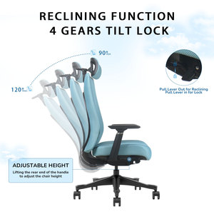 Chaise de bureau exécutive haut de gamme neuve en maille pivotante confortable, chaise de travail ergonomique rembourrée inclinable pour directeur et conférence - Product Image 4