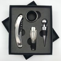 Ensemble tire-bouchon à levier pour bouteille de vin, équipé d'un couteau hippocampe, d'un verseur à vin et d'une bague à vin