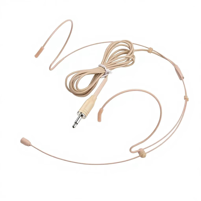 3.5mm Mono Discreet Headworn Beige Headset Microphone for Portable Voice Amplifier, Ideal for Lectures