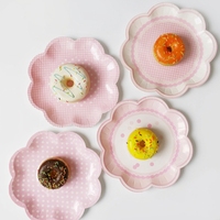 Ychon nouveauté rose fleur forme assiettes en papier assiette de fruits assiette à gâteau vaisselle jetable ensemble fournitures de fête de mariage