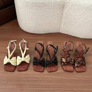 Sandalias de Estilo Moderno para Verano, con Punta Francesa, Tacón Bajo y Lazo, Tacones Altos para Mujer - Product Image 5