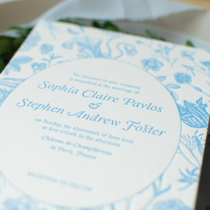 Carte d'<span class=keywords><strong>invitation</strong></span> de mariage en typographie, élégante, couleur en relief, bordure florale de style Vogue, style campagnard français classique, vœux de mariage - Product Image 2