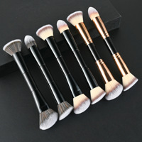 Pinceau de maquillage double embout FENGYUAN pour contouring et blush, manche en forme de sablier, double tête, pour le visage, personnalisable avec logo