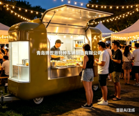 Remorque alimentaire mobile en aluminium non motorisée avec cuisine complète, chariot de vente ambulant commercial à 4 roues pour la restauration rapide