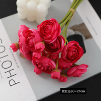 6 bouquets de fleurs de thé artificielles Little Rose Mettez le bouquet pour la décoration d'arrangement de fleurs de maison de fête de mariage