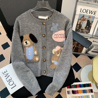 Cardigan d'automne décontracté pour femmes avec logo personnalisé Pull en tricot jacquard avec logo en forme de dessin animé