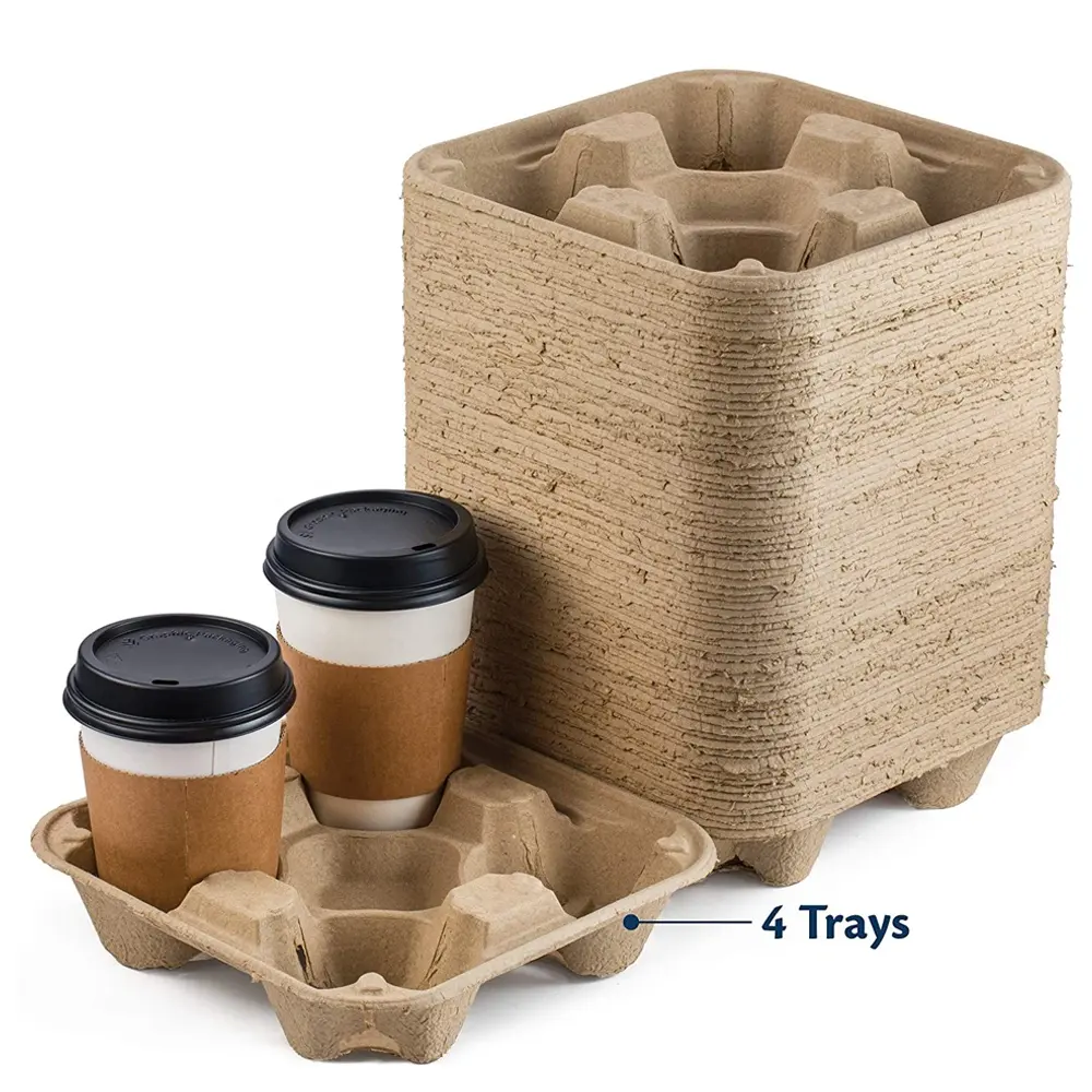 2/4 컵 일회용 휴대용 유출 제거 10 온스 차 테이크 아웃 종이 컵 캐리어 트레이 커피 컵