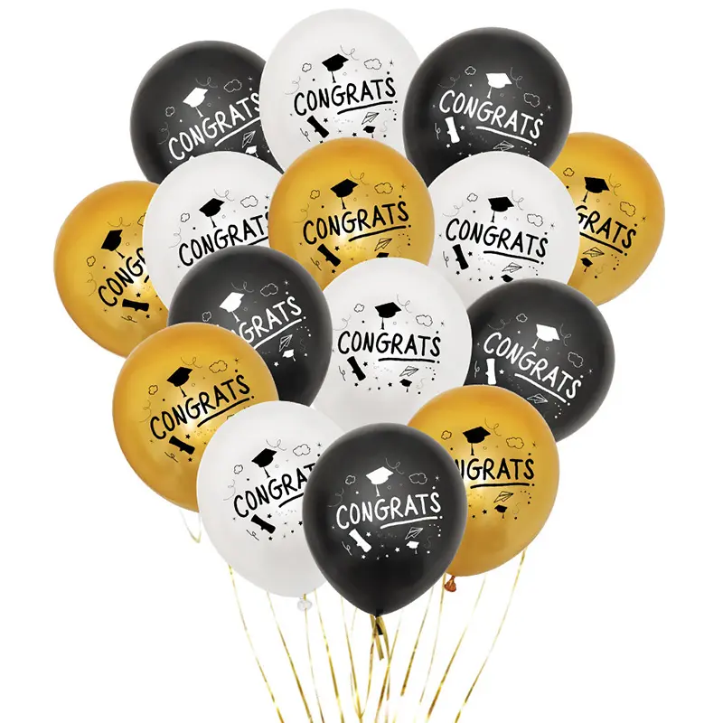 Sıcak satış 12 inç mezuniyet sezon lateks balonlar altın mezuniyet kap baskılı balonlar mezuniyet karnaval balon