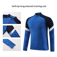 Combinaison d'entraînement de football à manches longues et demi-zip, respirante, 100 % polyester, pour l'automne, la course en extérieur, les tenues décontractées, et la personnalisation d'équipe de football