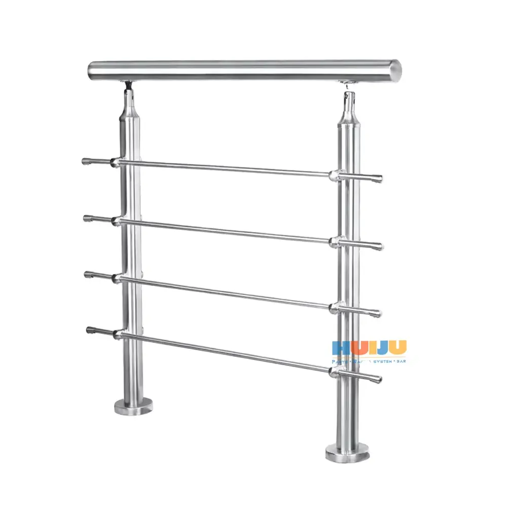 HJ Decking Balustrade Kit Pipe Baluster Stainless Steel Tube Handrail Crossbar Railing Posts Floor Side Mount 36" Solid Rod