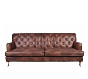 Juego de Sofás Chesterfield de Cuero Genuino de Lujo Directo de Fábrica, Sofá Individual, Doble y Triple para Sala de Estar, Sofá de Primera Calidad - Product Image 1